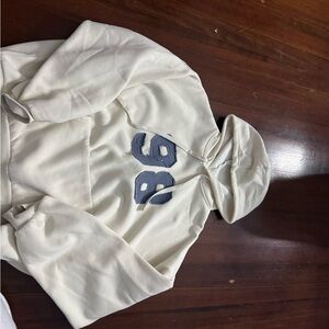 Edikted Cream Hoodie with Dark Gray Details